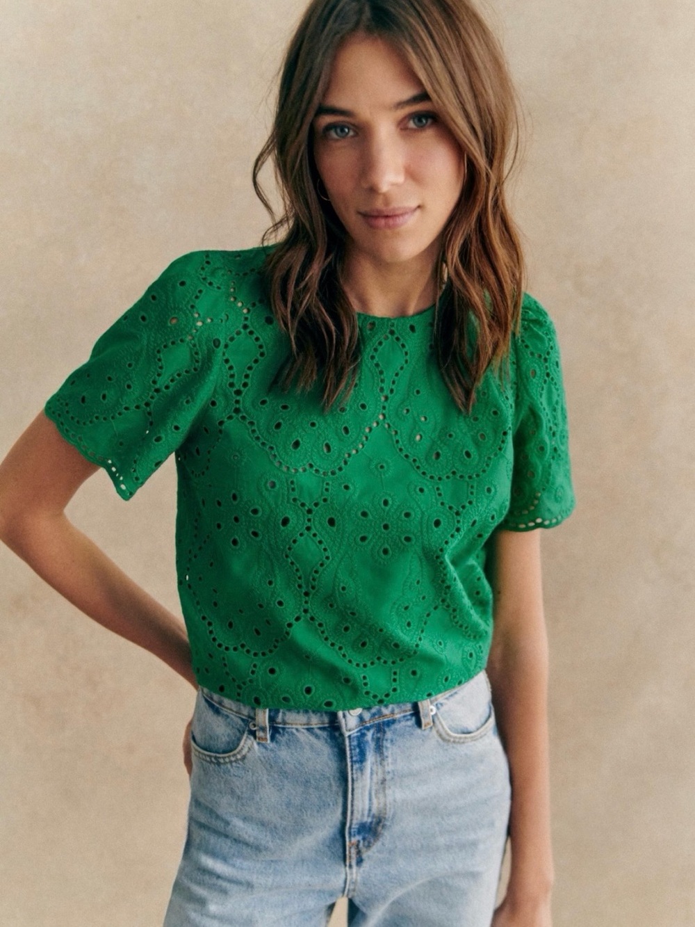 Sezane Annabelle Blouse in Green